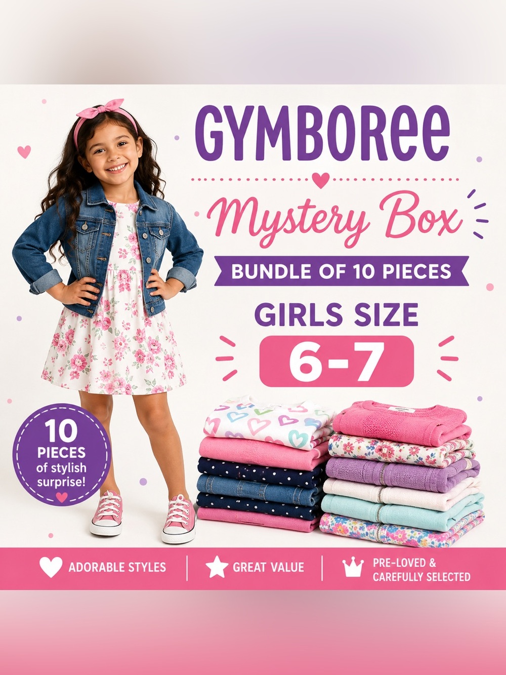 Gymboree Girls Mystery Box Bundle 10 Pcs Surprise Clothing Lot Fashion/size 6-7